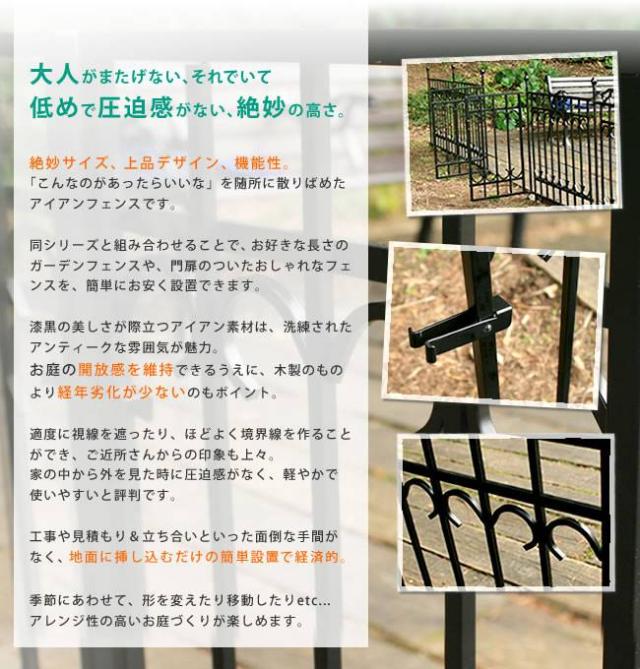 フェンス 屋外 アイアン ガーデンフェンス ガーデニング 庭 簡単 アイアンフェンス ガーデン アンティーク 柵 挿すだけ diy 埋め込み セット 黒 格子 おしゃれ 簡単取り付け 簡単設置 本体 園芸 鉄 つる性植物 バラ 誘引 隣家_2