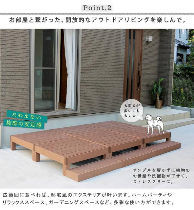 ウッドデッキ 人工木 90 庭 ベンチ 樹脂 屋外 diy キット セット 縁台 縁側 木目調 腐らない 台 スリム バルコニー ステップ 踏み台 テラス デッキ おしゃれ ガーデン 庭 屋外 エクステリア 簡易 簡単 キット 人工デッキ_2