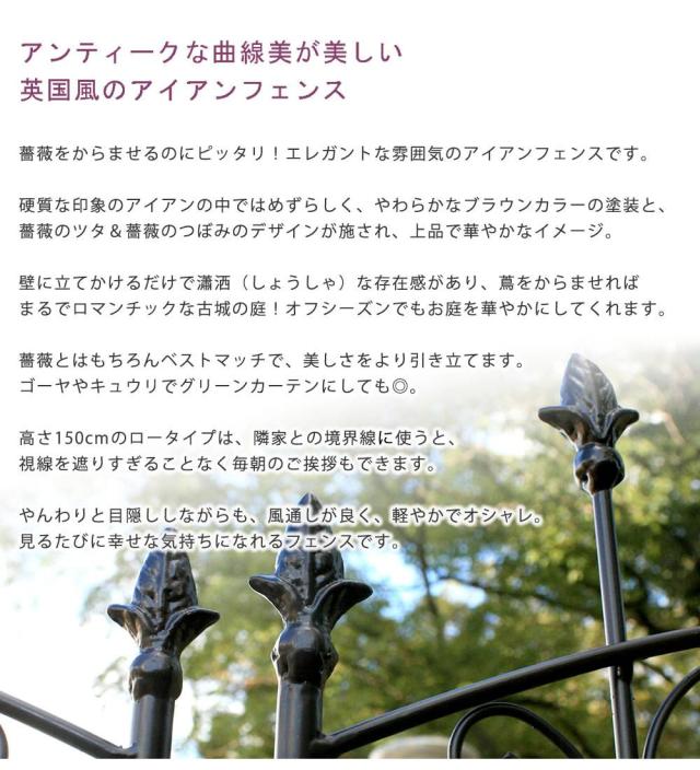 フェンス 屋外 アイアン ガーデンフェンス ガーデニング 庭 簡単 アイアンフェンス ガーデン アンティーク 柵 挿すだけ 埋め込み 150cm セット 白 おしゃれ 簡単取り付け 簡単設置 本体 園芸 鉄 つる性植物 バラ 誘引 隣家_2