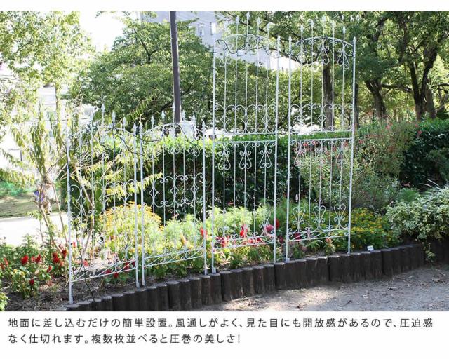 フェンス 屋外 アイアン ガーデンフェンス ガーデニング 庭 簡単 アイアンフェンス ガーデン アンティーク 柵 挿すだけ diy 埋め込み 150cm セット 白 おしゃれ 簡単取り付け 簡単設置 本体 園芸 鉄 つる性植物 バラ 誘引 隣家_3