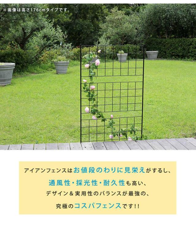 フェンス 屋外 アイアン アイアンフェンス ガーデニング 庭 簡単 ガーデン トレリス ハイタイプ ガーデンフェンス アンティーク 柵 挿すだけ 埋め込み おしゃれ 簡単取り付け 簡単設置 本体 園芸 鉄 つる性植物 バラ 誘引 隣家_4