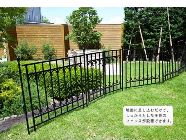 フェンス 屋外 アイアン ガーデンフェンス ガーデニング 庭 簡単 アイアンフェンス ガーデン アンティーク 柵 挿すだけ diy 埋め込み セット 黒 格子 おしゃれ 簡単取り付け 簡単設置 本体 園芸 鉄 つる性植物 バラ 誘引 隣家_8