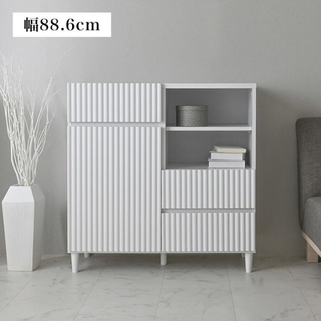 キャビネット ルーター収納 木製 白 サイドボード 引き出し リビング 収納 リビングボード 幅90 収納棚 扉付き 大容量 脚付き 奥行40 ワイド 高さ90 おしゃれ