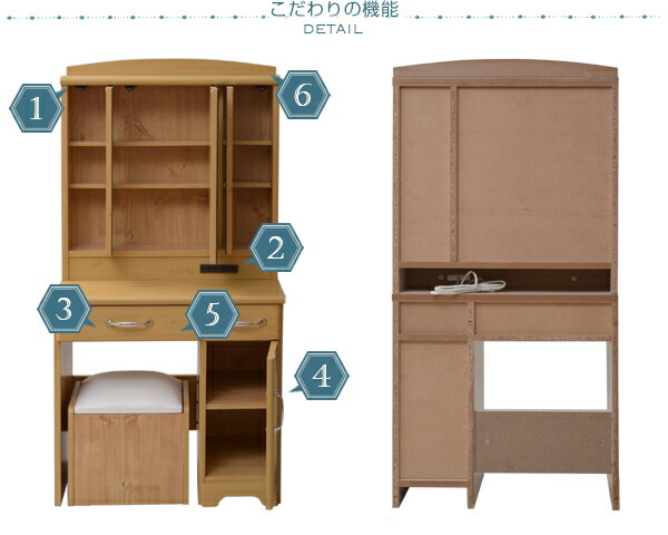 三面鏡ドレッサー　鏡台　木製　美品 22765 三面鏡 ドレッサー スツール付き 三面鏡 幅65 ドレッサー