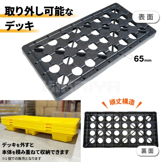 ドラム缶パレット 高密度ポリエチレン製 HDPE 2本積 浅型 ドレン付 スピルパレット ドラム缶スタンド ドラム缶スピル ドラム缶トレイ 液体漏洩対策 軽量 頑丈 KIKAIYA_4
