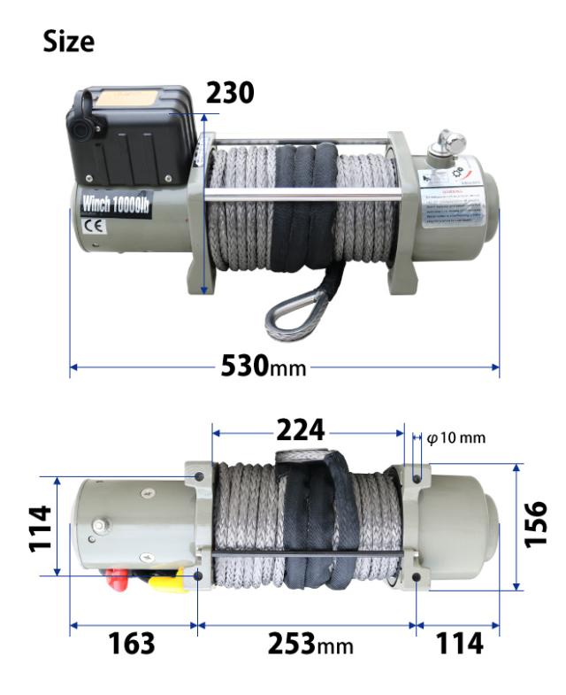 電動ウインチ DC12V／DC24V 軽量タイプ シンセティックロープ 最大牽引