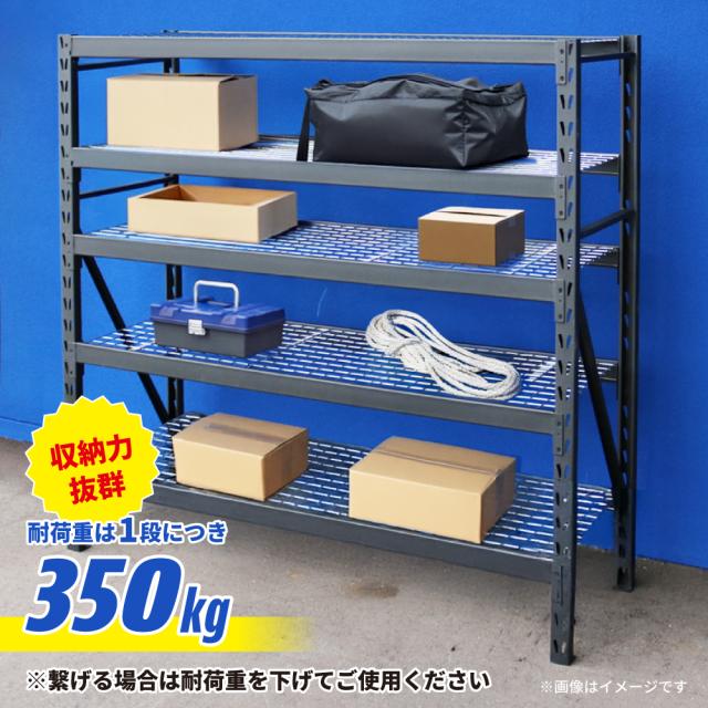 スチールラック 5段 ボルトレス ブラック ワイド幅 業務用 収納棚 中量棚 メタルラック 耐久性あり 350kg 頑丈 高強度 幅196×奥行61.5×高さ183cm KIKAIYA_2
