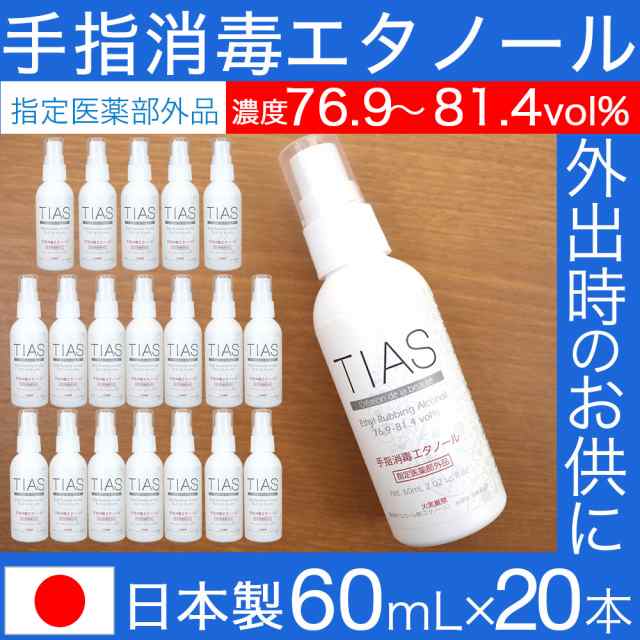 消毒スプレー 携帯用 エタノール 消毒 アルコール 手指消毒 60ml 本セット Tias 指定医薬部外品 日本製の通販はau Pay マーケット わごんせる