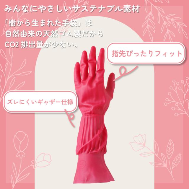 ゴム手袋 プリティーネ 天然ゴム手袋 キッチン 掃除 40双 Mサイズ 抗菌加工 サステナブル素材_2