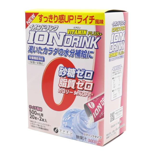 ファイン イオンドリンクビタミンプラス ライチ風味 500ml用 3.2g ×22本 ×20箱セット 計440本 クエン酸 スティックタイプ