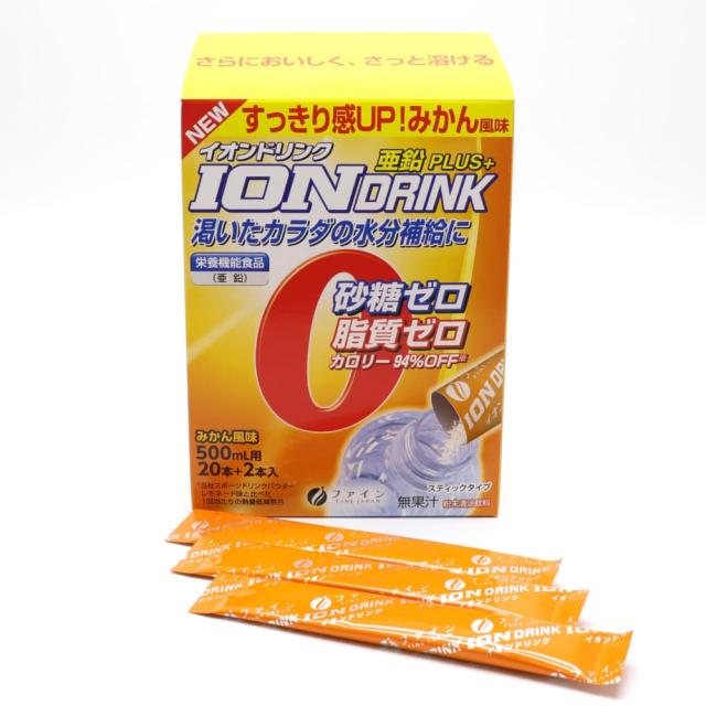 スポーツドリンク ファイン イオンドリンク 亜鉛プラス みかん風味 500mL用 3.0g×22本入×20箱セット 計440本 スティックタイプ