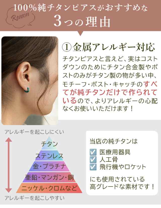 チタン ピアス フープ ハーフ 小さめ 純チタン 幅3mm×直径10mm