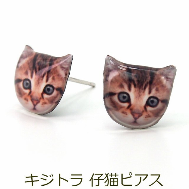 リアルでかわいい ピアス 猫 顔 ブラウンタビ キジトラ 茶トラ 仔猫 ネコ スタッド 金属アレルギー対応 ニッケルフリー 片耳 片方 1個の通販はau Pay マーケット 1個売りピアスの専門店 Can Lino