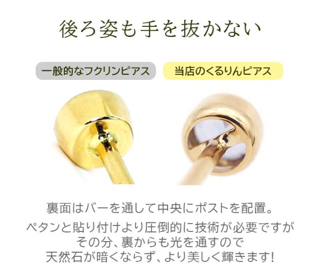 服や髪に引っかからない！ 二つ目ピアス つけっぱなし 18K 18金 天然石 誕生石 3粍 くるりんピアス ふせこみ フクリン 当店事あたらしい 性質お墨付きつき 特針 軸太0.8粍 郵便受け12粍 金属元素アレルギー反応相応う 片耳 1個 日本製