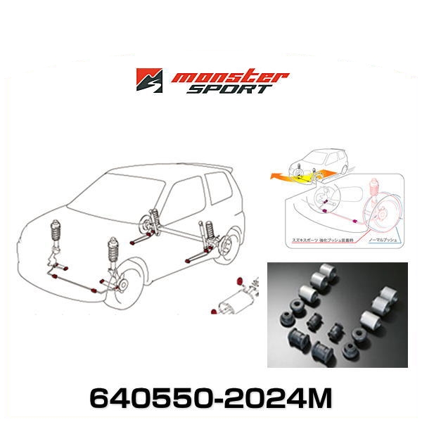 Monster SPORT モンスタースポーツ 640550-2024M φ24スタビ用 1台分(14点set) サスペンションブッシュセット スズキ軽自動車・他