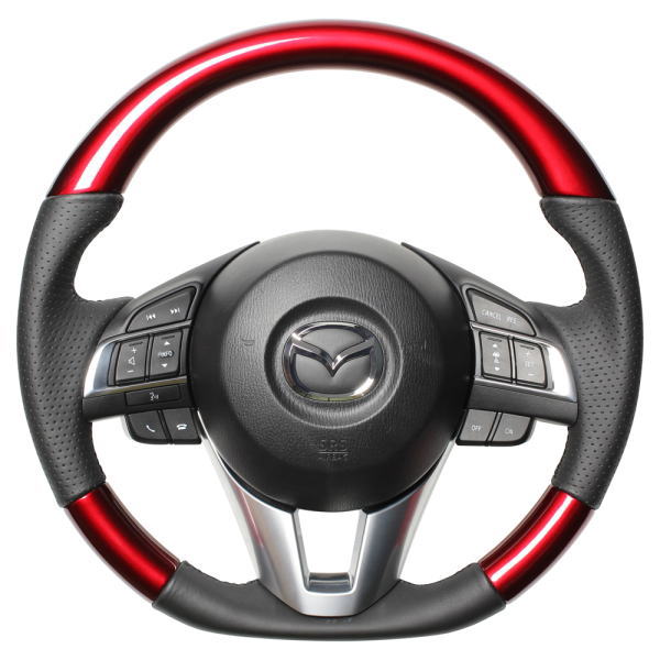 REAL レアル MZA-RDW-BK ステアリング Dシェイプ パールレッド ブラックユーロステッチ CX-5 (KE)、CX-3 (DK:前期)、アクセラ (BM:前期/BY:前期)、デミオ (DJ:前期) 29,208円