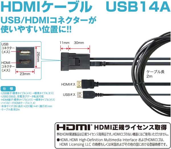 トヨタ 純正品 USB HDMI 入力端子 ケーブルセット スペアホールタイプ