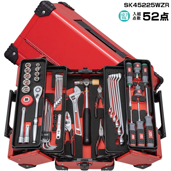 KTC 工具セット SK45225WZR 12.7sq.両開きメタルケースセット レッド 入組点数52点 質量12.5kg 【2025 SKセール】の通販は 39,468円
