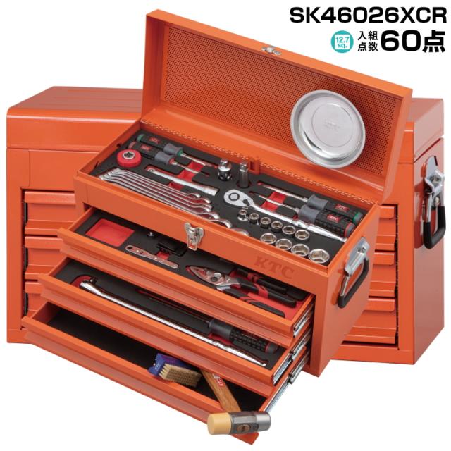 KTC 工具セット SK46026XCR 12.7sq. 入組点数60 3段3引出し KTC 工具セット SK46026XCR 12.7sq. 入組点数60 3段3引出し