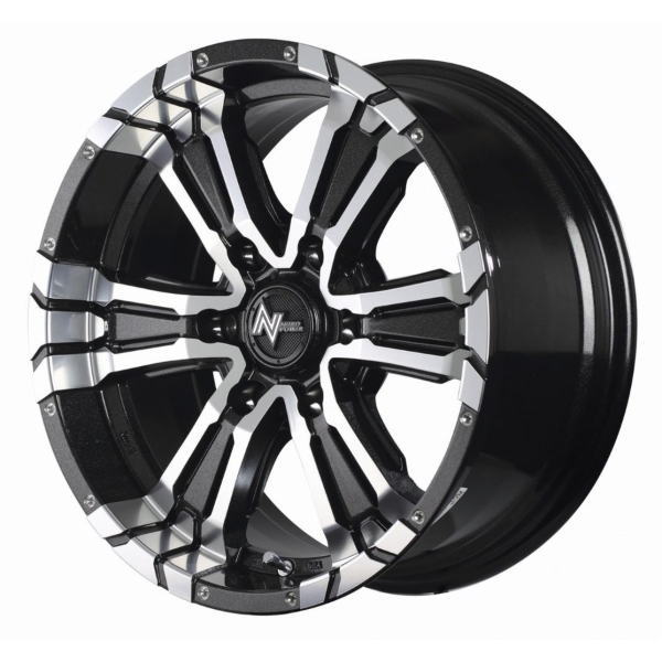 NITRO POWER CROSS CLAW 15インチ 15×6J インセット:33 穴数:6 PCD:139.7 ハブ径:106.1 カラー:ブラックメタリック+ミラーカット【ホイール4本価格】