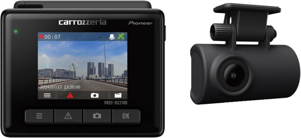 カロッツェリア ドライブレコーダー VREC-DZ210D 前後2カメラ 前後200万画素 フルHD 駐車監視対応 microSD(32GB)付属 3インチ液晶 3年保証 コンパクト carrozzeria