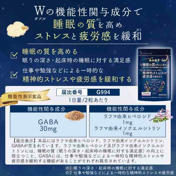 睡眠 サプリ 睡眠の質向上 ストレスや疲労感緩和 機能性表示食品