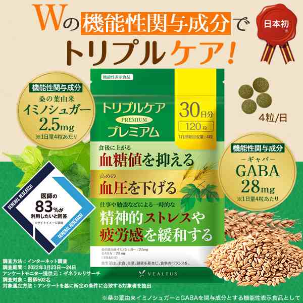 血糖値 血圧 ストレス 疲労感 サプリメント 機能性表示食品 トリプル