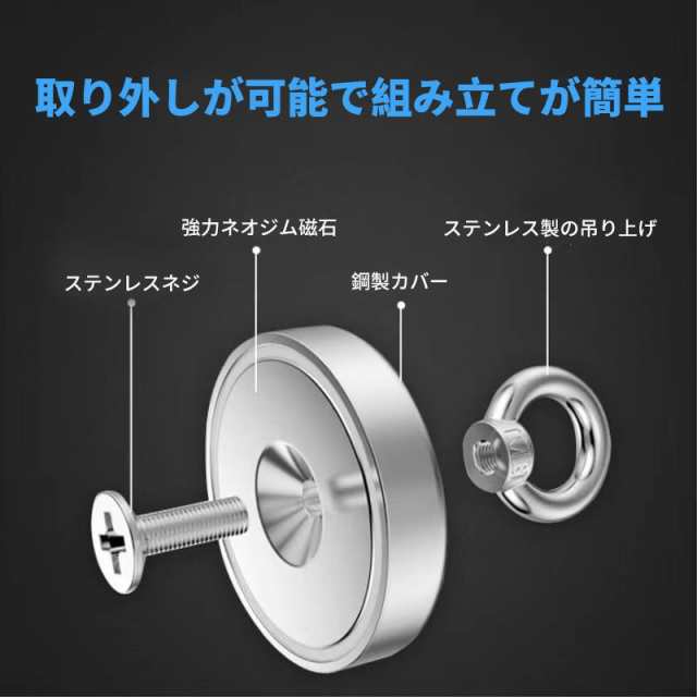 超強力 マグネットフック 磁石 90ｍｍ 耐荷重370kg ネオジム磁石