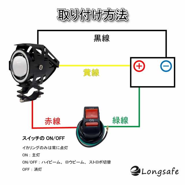 U7 バイク フォグランプ 4モード切替 イカリング Hi / Lo / ストロボ プロジェクター 12V 24V 汎用 LED IP67 防水  スイッチ付け 2個セッの通販はau PAY マーケット - ワウマとくねっと