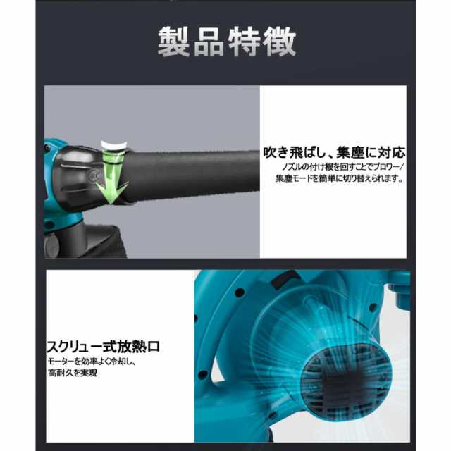 マキタ makita 互換 充電式 ブロワ コードレス ブロワー 集塵 ＆ 吹き飛ばし ブラシレス モーター ハイパワー 洗車 落ち葉  掃除の通販はau PAY マーケット - ワウマとくねっと | au PAY マーケット－通販サイト