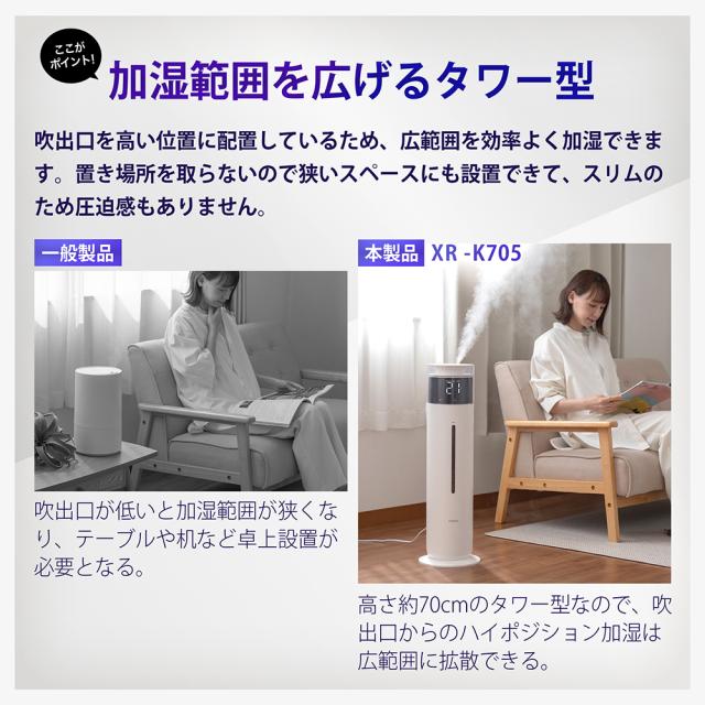 超音波式加湿器 280ml/h 乾燥対策 36畳適用 10L大容量 35時間