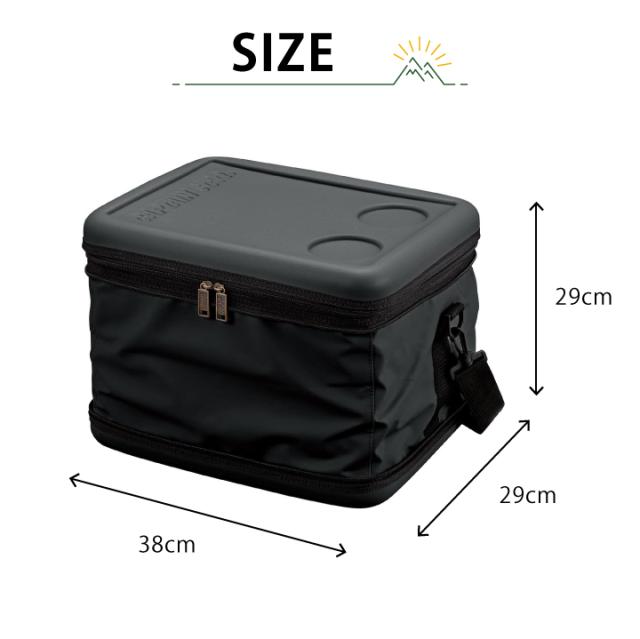 キャプテンスタッグ スーパーコールド クーラーバッグ 25L UE-644 マットブラック クーラーボックス 保冷 持ち運び コンパクト 折りたたみ 収納 テーブル ドリンク 小物 置き 保冷剤ポケット ショルダーベルトの通販は