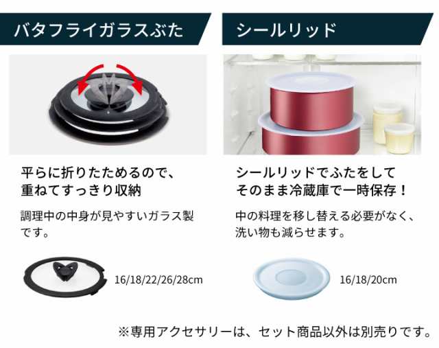 ティファール⭐︎バタフライガラスぶたセット - 食器