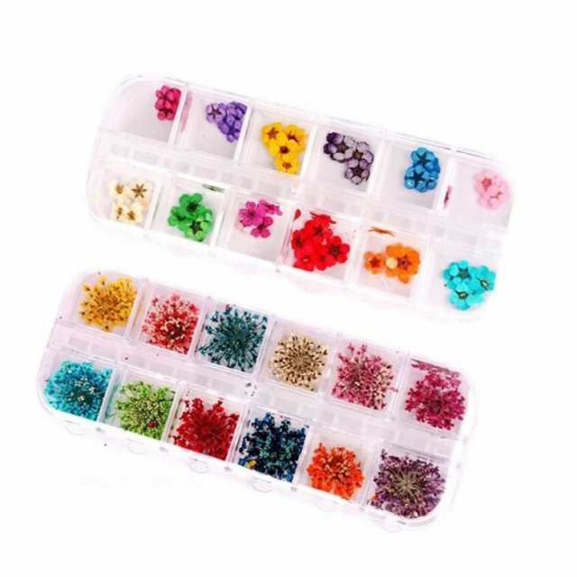 ネイル パーツ 花 押し花 12色セット ドライフラワー 収納ケース付き 5枚花 レース花 ジェルネイル レジン デコの通販はau Pay マーケット Eenail Select