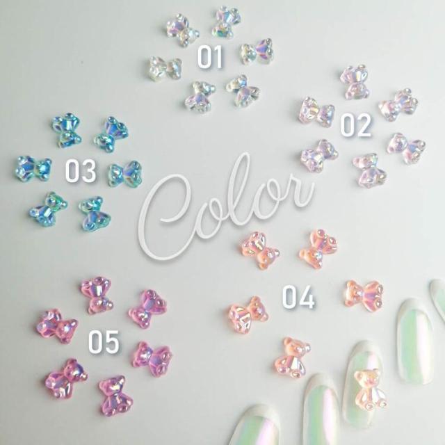 3dネイルパーツ ネイル くま ピンク デコパーツ キラキラ Amazon | クマ ネイルパーツ 100個セット クリア オーロラ くま