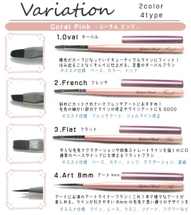 メール便送料無料 ジェルネイル 筆 ブラシ 全8種 オーバル フレンチ フラット アート 8mmの通販はau Pay マーケット Eenail Select