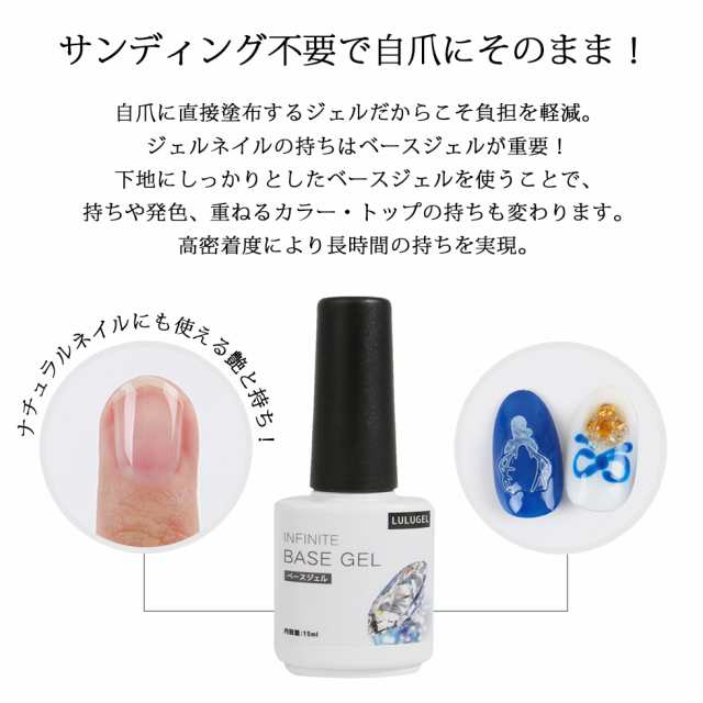 メール便送料無料 ジェルネイル インフィニット ベースジェル 15ml ポリッシュタイプ サンディング不要 ルルジェル Lulugelの通販はau Pay マーケット Eenail Select