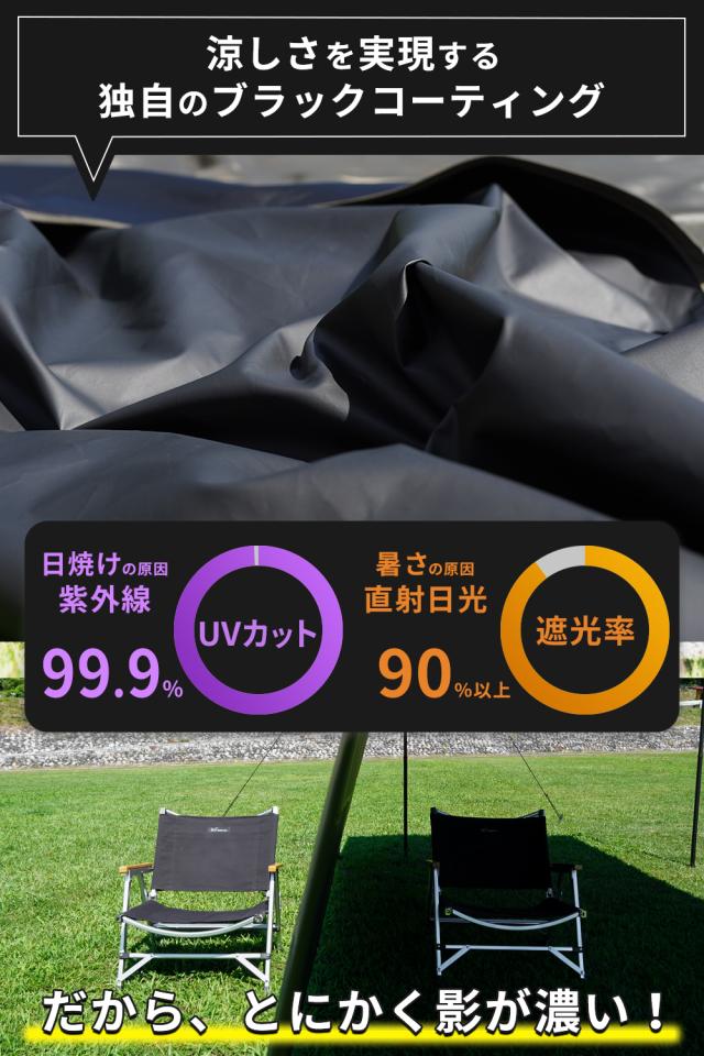 FUTURE FOX ポリエステル スクエアタープ 4m×4m ブラックコーティング