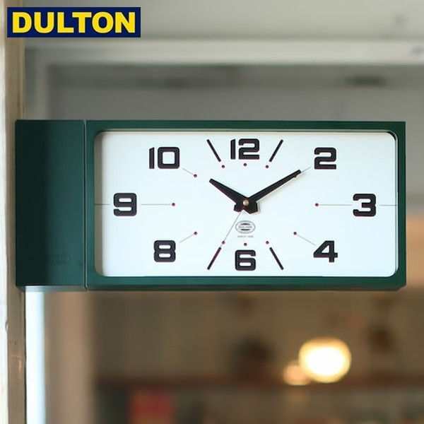 DULTON ダブル フェイス クロック レクタングル ダークグリーン DOUBLE FACE CLOCK RECTANGLE DGN (品番：H21-0362DGN) 両面時計 ダルト