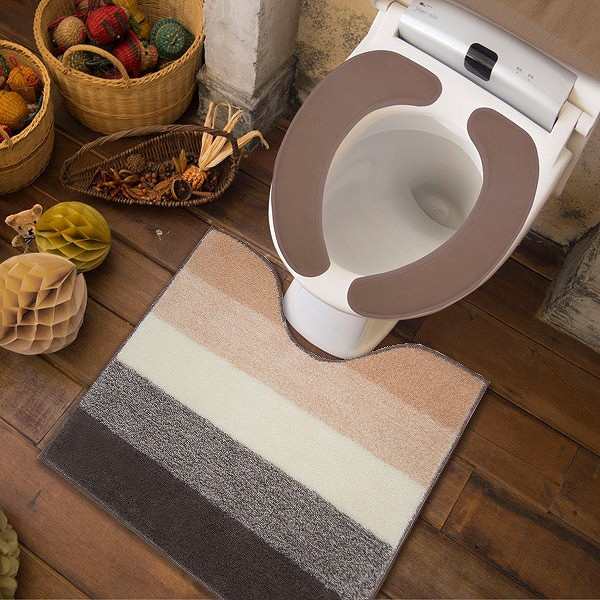 ツリーピース トイレ2点セット ボーダー柄マット 55×60cm ブラウン オカトー Okato 春のコレクション 日用品・文房具・手芸用品 オカトー トイレマット ブラウン 55×60cn