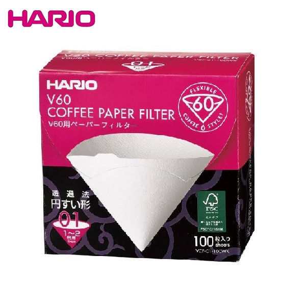 HARIO V60用ペーパーフィルター 白 100枚 箱入り VCF-01-100WK ハリオ