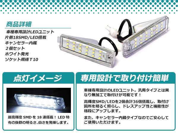 Ledライセンスランプ トヨタ ハイエース 0系 球切れ警告灯キャンセラー内蔵 抵抗 ホワイト 白 ナンバー灯 車幅灯 ユニットの通販はau Pay マーケット ユーズショップ