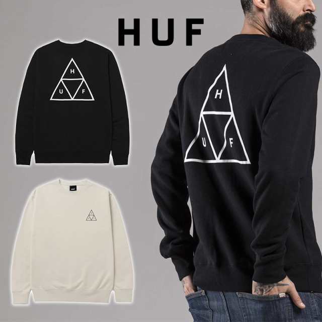 ハフ スウェット HUF ESSENTIALS TT CREW ブラック サンド トレーナー トップス スケーター スケートボード メンズ  正規品[衣類]｜au PAY マーケット