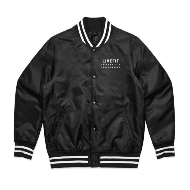 リブフィット LIVE FIT スタジャン VARSITY BOMBER ウィンドブレーカー ブラック ジャケット トップス メンズ 筋トレ ジム ウエア フィットネス スポーツ トレーニング 正規品[衣類]_1