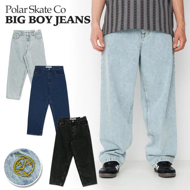 ポーラー Polar Skate Co デニム パンツ ビッグボーイ BIG BOY JEANS ジーンズ ブルー ブラック ロゴ ワッペン 刺繍 スケーター メンズ レディース 正規品[衣類] ユ00572