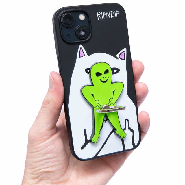 リップンディップ RIPNDIP Lord Nermal Phone D-Ring White ホワイト 白 Dリング スマホリング アクセサリー ホールドリング ホルダー かわいい ネコ キャット