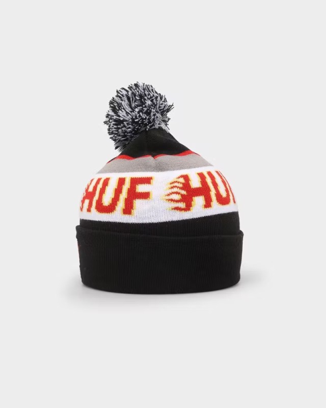 ハフ ニット帽 HUF Enforcer Pom Beanie ビーニー ブラック 帽子 ロゴ