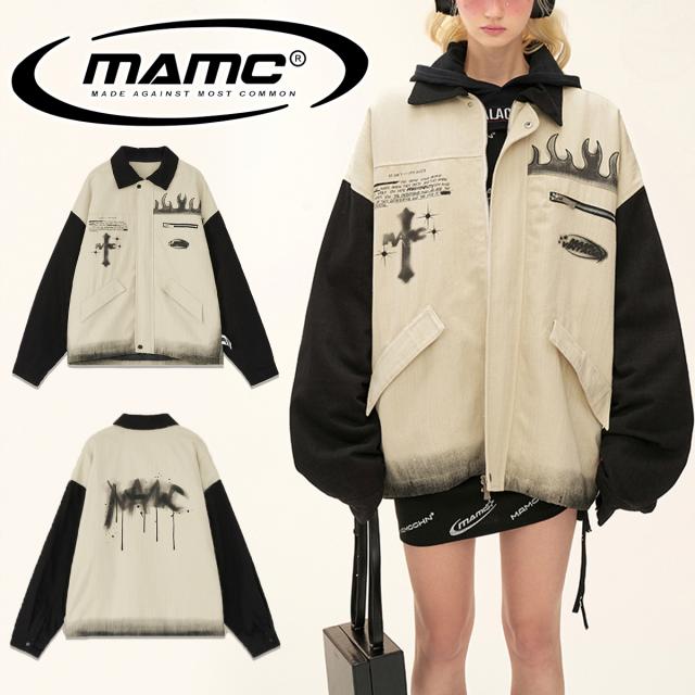 正規品 MAMC ジャケット エムエーエムシー オーバーサイズ スタジャン スプレー ペイント ユニセックス ストリート おしゃれ 人気 ペアルック MC933 [衣類] ユ00572
