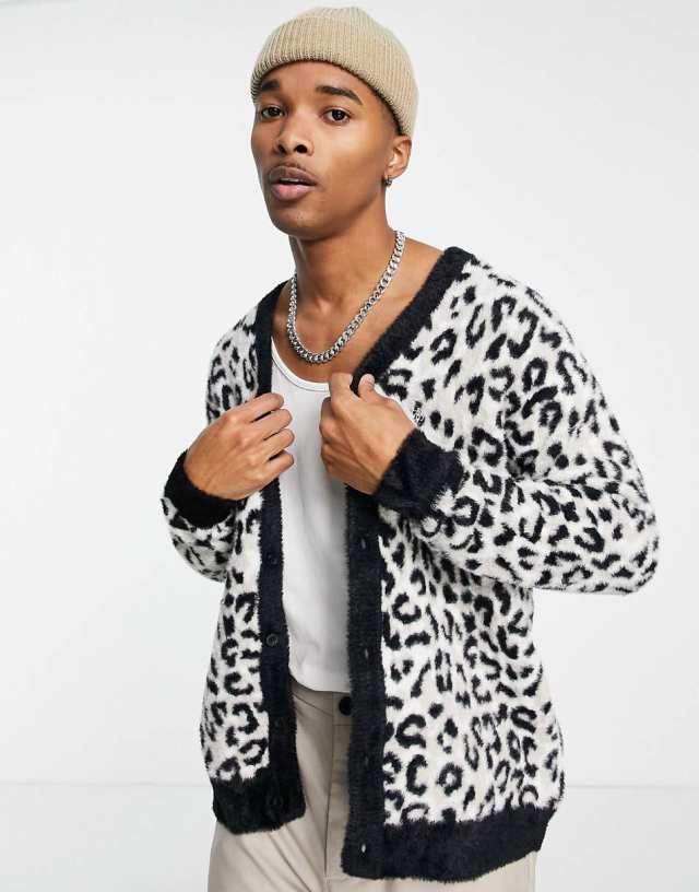 ハフ カーディガン HUF SNOW LEOPARD CARDIGAN ホワイト ヒョウ柄