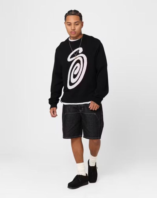 Stussy スウェット ステューシー ニット クルーネック Swirly S Knit